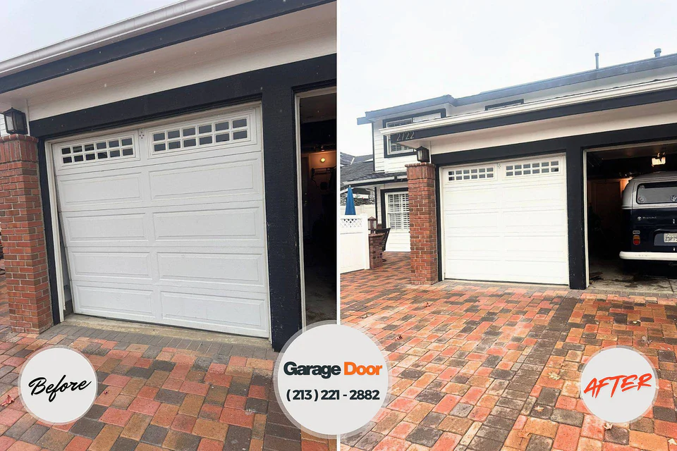 Before and after: garage door repair Paden City, WV